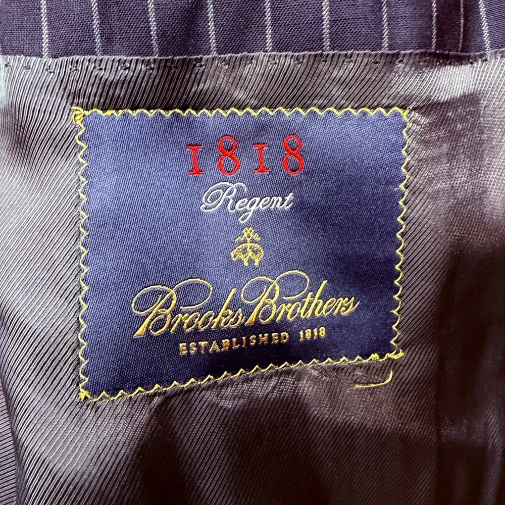 Brooks Brothers Blazer Mens 44L Navy Pinstripe 1818 Regent Sport Coat Wool Italy